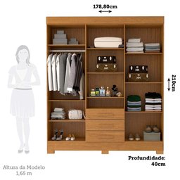 Guarda-roupa Casal 178,80cm 6 Portas 3 Gavetas Capelinha com Espelho 100% Mdf Débora - 4 Guarda-roupa Casal 178,80cm 6 Portas 3 Gavetas Capelinha com Espelho 100% Mdf Débora - 4