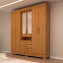 Ver imagem 1 de Guarda-Roupa Casal 6 Portas 3 Gavetas Capelinha com Espelho 100% MDF 179cm Nerina Espresso Móveis Marrom/Cinamomo