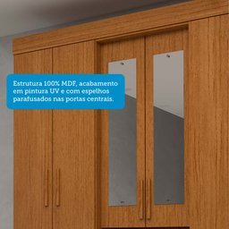 Guarda-roupa Casal 178,80cm 6 Portas 3 Gavetas Capelinha com Espelho 100% Mdf Débora - 6 Guarda-roupa Casal 178,80cm 6 Portas 3 Gavetas Capelinha com Espelho 100% Mdf Débora - 6