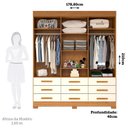 Ver imagem 5 de Guarda-Roupa Casal 6 Portas 9 Gavetas Capelinha com Espelho 100% MDF 179cm Nerina Espresso Móveis Off White/Cinamomo