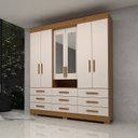 Ver imagem 1 de Guarda-roupa Casal 178,80cm 6 Portas 9 Gavetas Capelinha com Espelho 100% Mdf Débora