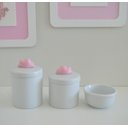 Ver imagem 1 de Kit Higiene Porcelana Bebê + Potes + Molhadeira - Nuvem Rosa