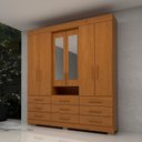 Ver imagem 1 de Guarda-Roupa Casal 6 Portas 9 Gavetas Capelinha com Espelho 100% MDF 179cm Nerina Espresso Móveis Marrom/Cinamomo