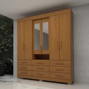 Ver imagem 1 de Guarda-roupa Casal 178,80cm 6 Portas 9 Gavetas Capelinha com Espelho 100% Mdf Débora