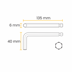 Chave Allen Longa Abaulada, Cromo Vanadio, Acabamento Fosfatizado 6 Mm - 5