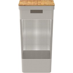 Cesto de Roupas Grid com Tampa de Bambu 49l Bege - ou - 4