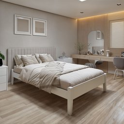Cama Casal 140cm Turca Slim em Madeira Maciça - 1