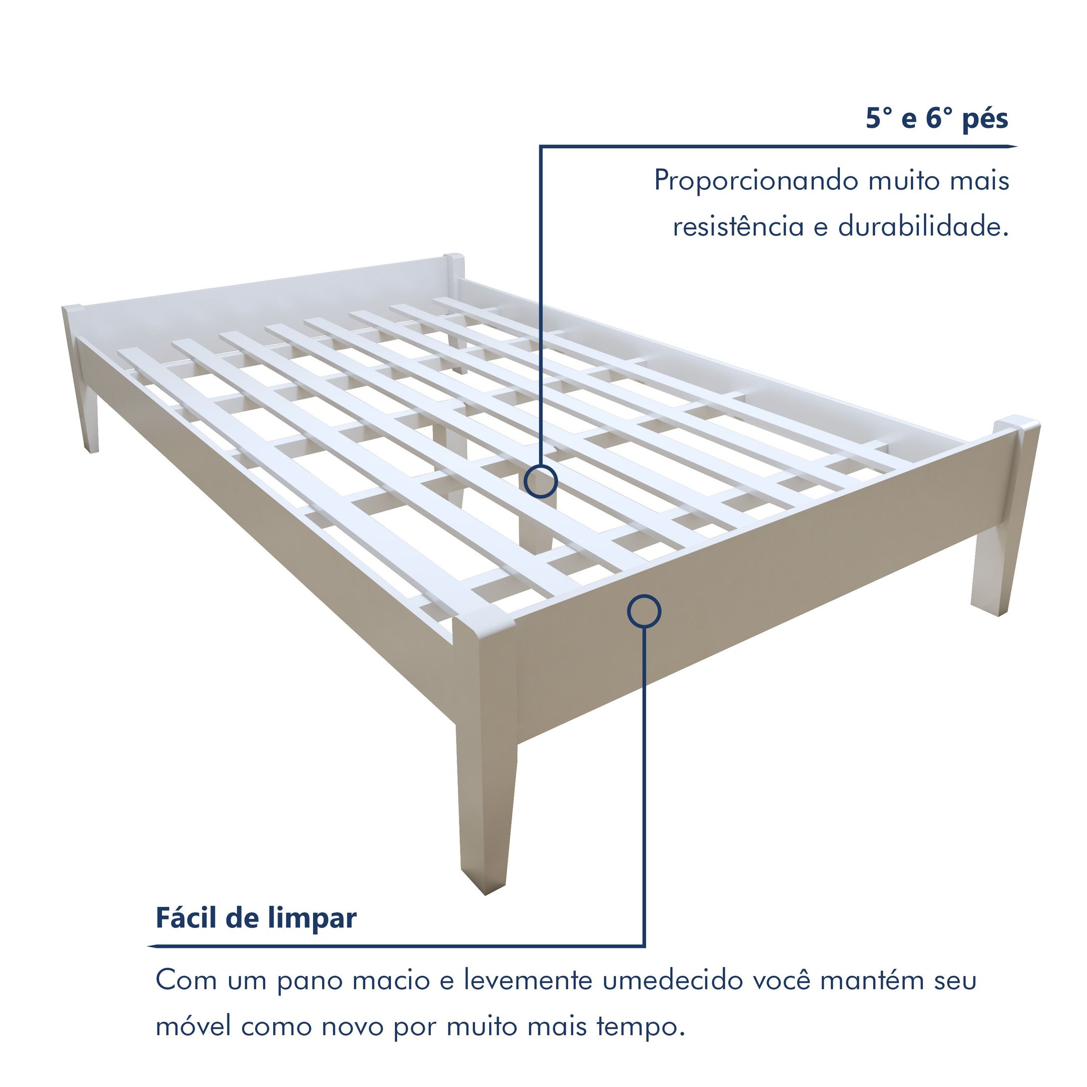 Cama Casal 140cm Turca Slim em Madeira Maciça - 5