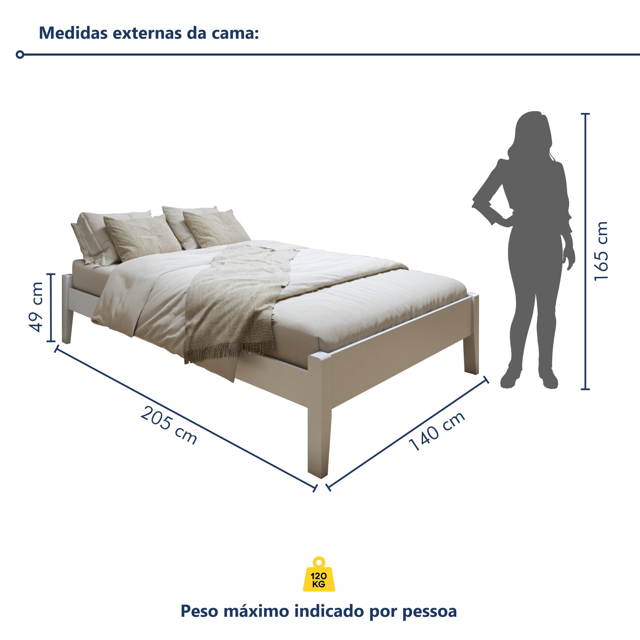 Cama Casal 140cm Turca Slim em Madeira Maciça - 4