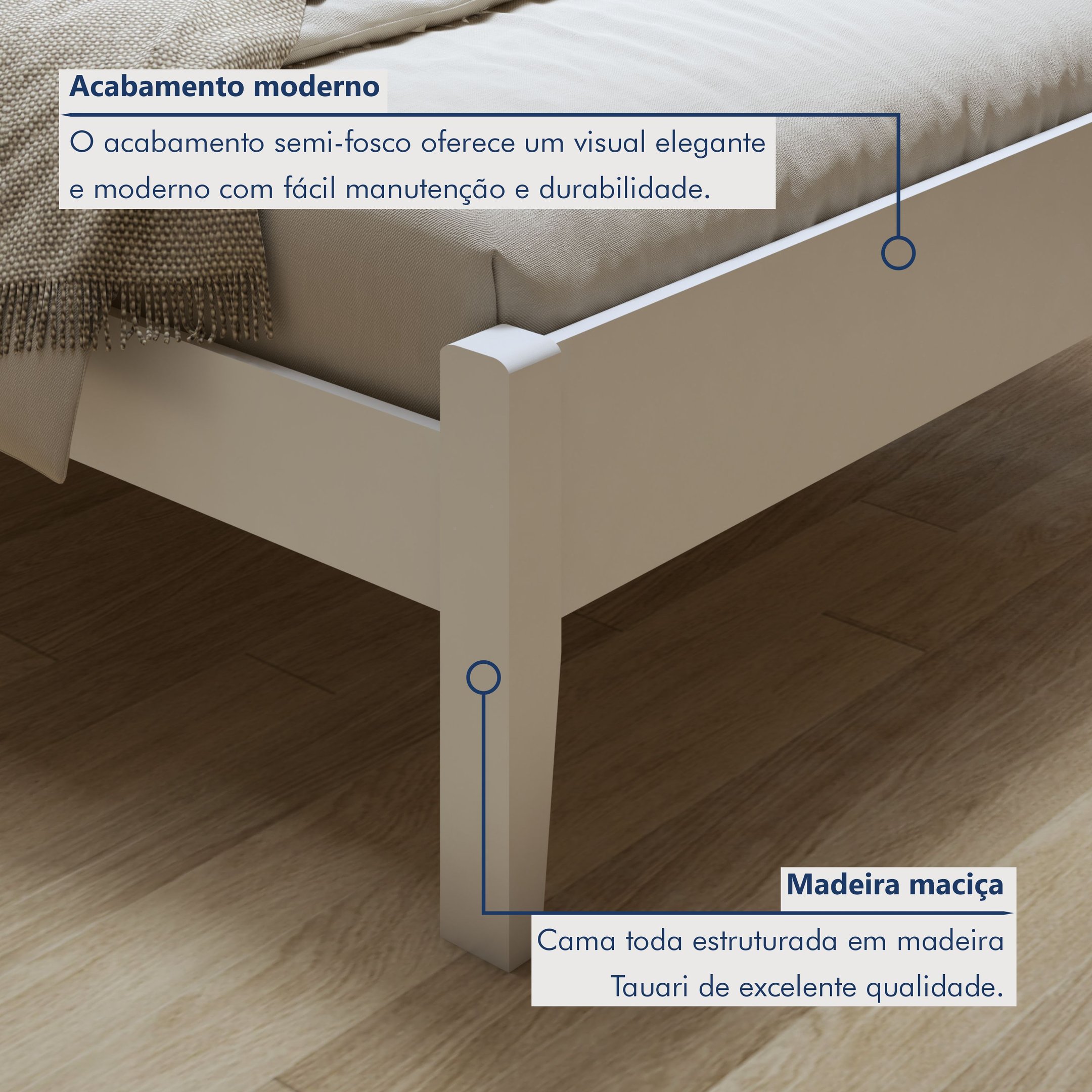 Cama Casal 140cm Turca Slim em Madeira Maciça - 2