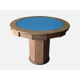 Mesa de Carteado com Gavetas e Porta Copos Vintage - 1,09x0,80 - com Xadrez - Azul Petróleo - 1