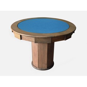 Mesa de Carteado com Gavetas e Porta Copos Vintage - 1,09x0,80 - com Xadrez - Azul Petróleo