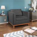 Ver imagem 3 de Kit Sofá 3 Lugares e 2 Poltronas Europa 180 cm Estilo Conforto e Elegância Linho Cinza Escuro