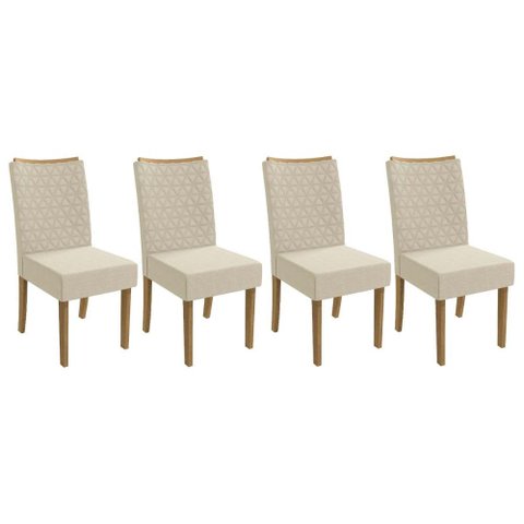 Cadeira Sala de Jantar 2cad129fr Kit 4 Un Freijó - Assento/encosto Linho Bege A019 - Kappesberg