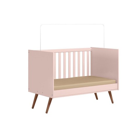 Berço Americano com Colchão Qencanto Retrô 3820 Rosa Qmovi Probel