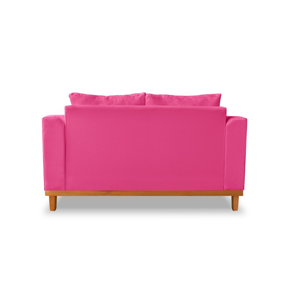 Sofá Namoradeira Viena 02 Lugares Com Almofadas Decorativa Suede Pink - Madeira Prima Deccor - 5