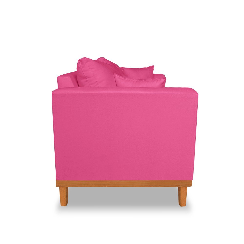 Sofá Namoradeira Viena 02 Lugares Com Almofadas Decorativa Suede Pink - Madeira Prima Deccor - 4