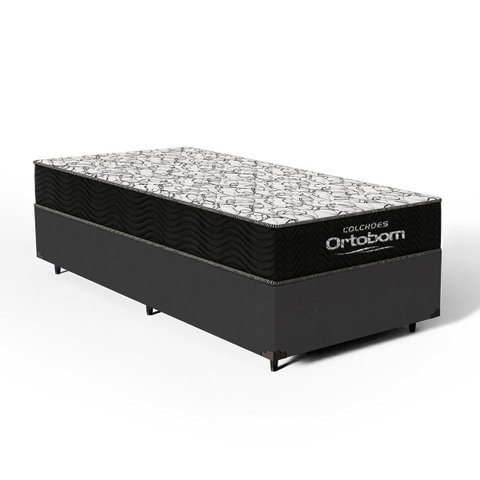 Cama Box + Colchão de Espuma D45 Ortobom Airtech 150 Solteiro 88 cm