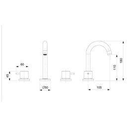 Misturador para Lavatório de Mesa com 3 Furos e Válvula de Escoamento Basic Celite - 2