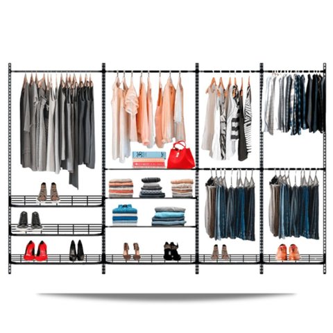 Guarda Roupa Closet Aramado Aberto Armário Modulado Roupeiro 3,10m - Preto