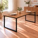 Ver imagem 2 de Mesa de Jantar Reforçada Industrial 170x90cm Tampo Marrom Pés Preto