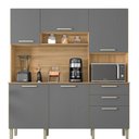 Ver imagem 1 de Armário de Cozinha Kit 6 Portas Ferrara Kits Paraná Cor:freijó Gris
