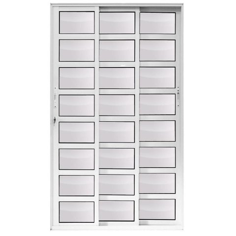 Porta de Correr Alumínio Branco Travessa 03 Folhas Maxx - 210x120 - Direita
