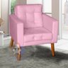 Sofá/poltrona/cadeira Decorativa Glamour Dubai com Pés em Madeira Rosê - 1