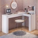 Ver imagem 1 de Escrivaninha Penteadeira Camarim de Canto com Espelho Jade Branco Fosco Liso - Mabe Magazine