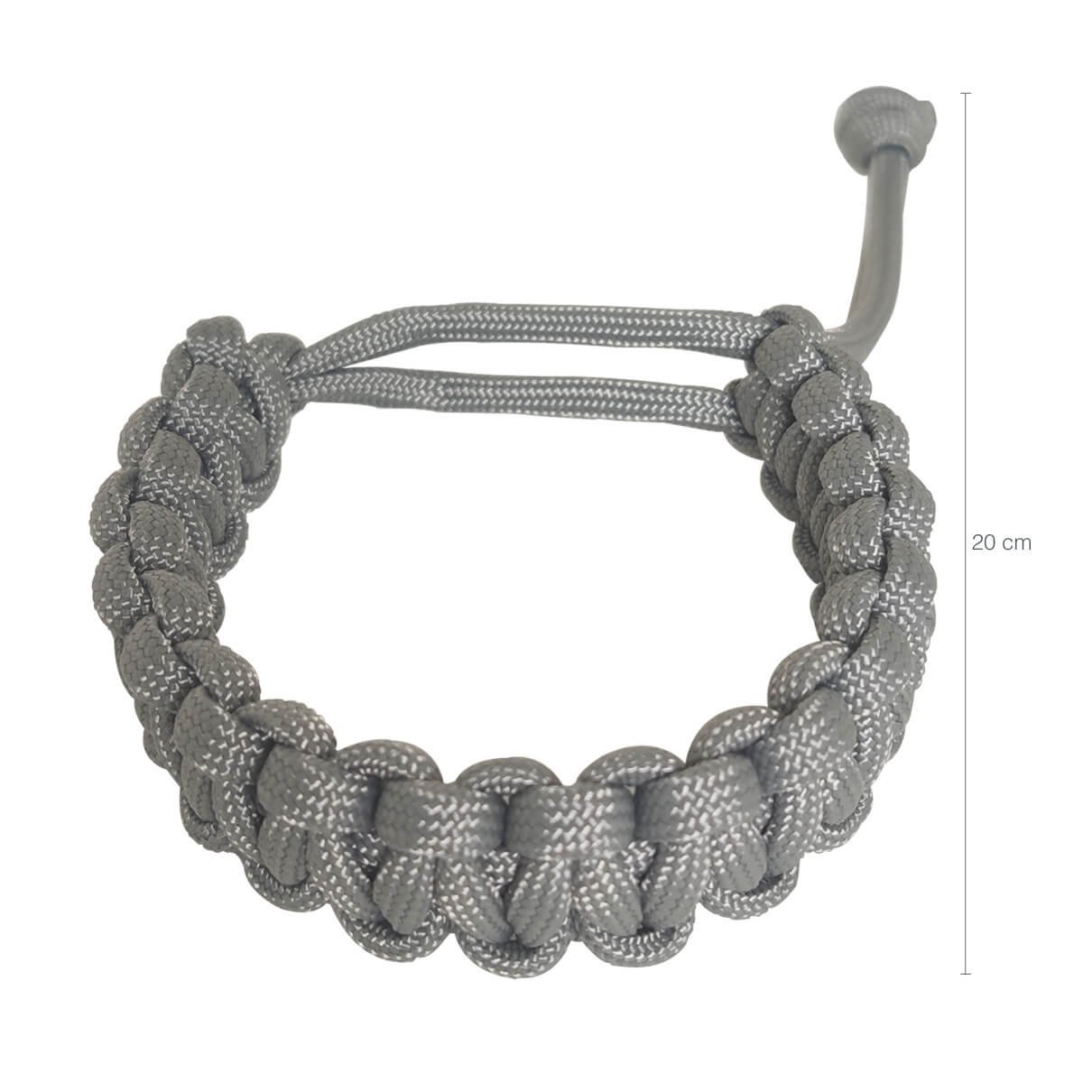 Pulseira Paracord 550lb Bracelete Tático 2,5m Corda de Sobrevivência Cinza - 3