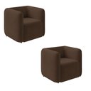 Ver imagem 1 de Poltrona Sala de Estar Decorativa Kit 2 Laguna Veludo Marrom K01 - D'Rossi