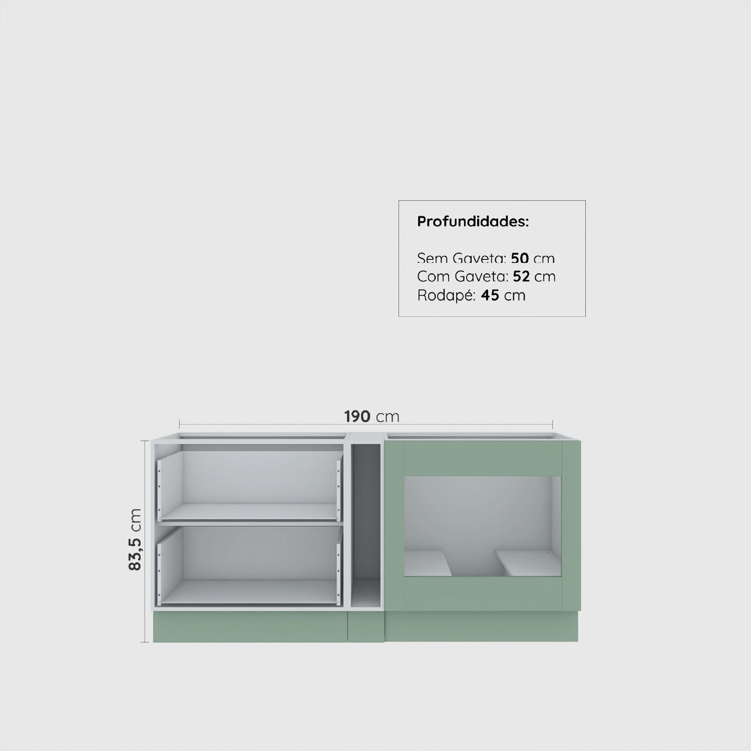 Cozinha Modulada 3 Peças 3 Balcões sem Tampo Arizona Cabecasa Madeiramadeira - 3