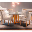 Ver imagem 1 de Conjunto Sala De Jantar Natalle Mesa Redonda 100 Cm E 4 Cadeiras Moveis Mix Mel/off White/ Bege