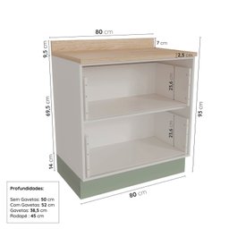 Cozinha Modulada 8 Peças 5 Balcões 2 Aéreos 1 Aéreo Alto com Tampo Arizona Cabecasa Madeiramadeira - 9