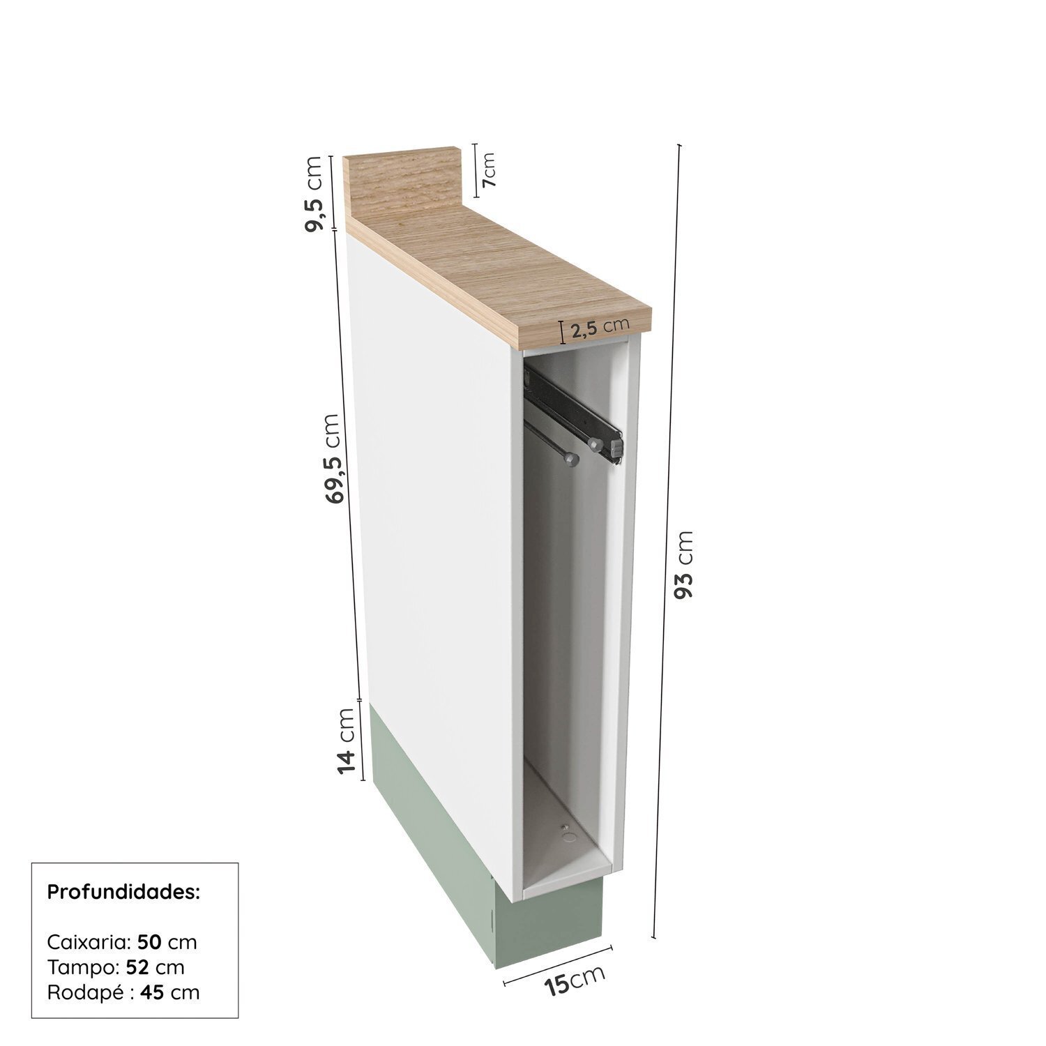 Cozinha Modulada 5 Peças 4 Balcões 1 Aéreo com Tampo Arizona Cabecasa Madeiramadeira - 7