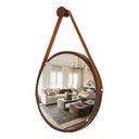 Ver imagem 1 de Espelho Redondo Adnet 40cm Suspenso Moderno Luxo - Marrom Alça Caramelo