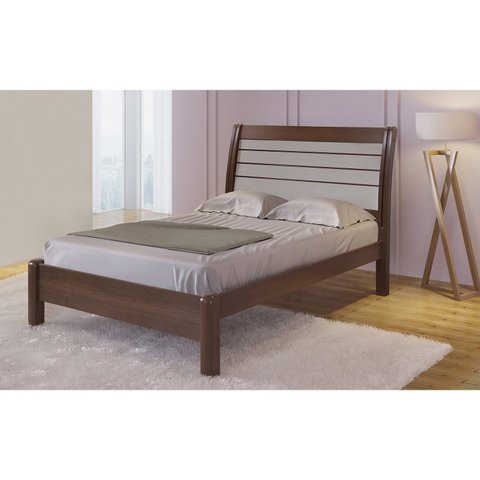 Cama Casal 100% MDF Plus 125cm x 150cm Jaspe Marrom/Castanho/Off White