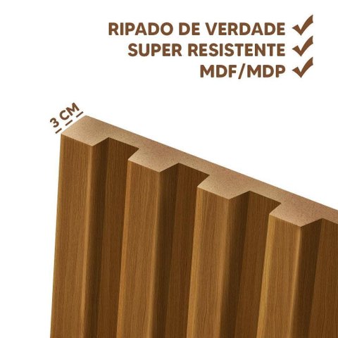Painel Ripado Placa 40 cm X 250 cm MDF e MDP Nature Linea Brasil