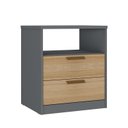 Ver imagem 2 de Mesa de Cabeceira Divino 2 Gavetas 100% MDF Cinza