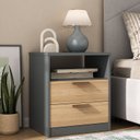 Ver imagem 1 de Mesa de Cabeceira Divino 2 Gavetas 100% MDF Cinza