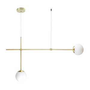 Luminária Pendente Thin Dourado Polido 2 Globo Vidro Spotline