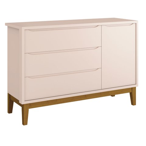 Cômoda Sapateira Classic New Rosa Fosco com Madeira - Reller