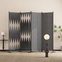 Ver imagem 3 de Biombo Divisória de Ambiente Dobrável 4 Folhas Cinza com Estrutura Metálica