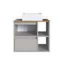 Ver imagem 3 de Gabinete para Banheiro Suspenso Prodecor Bh8005 Marrom e Arenas com Cuba Branca 1 Gaveta e Nichos