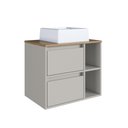 Ver imagem 1 de Gabinete para Banheiro Suspenso Prodecor Bh8005 Marrom e Arenas com Cuba Branca 1 Gaveta e Nichos