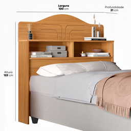 Cabeceira Solteiro Cama Box Mdf 2 Compartimentos Práticos:nature - 4