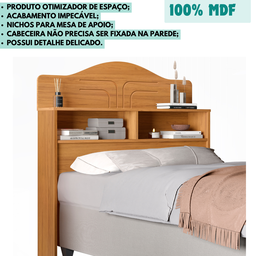 Cabeceira Solteiro Cama Box Mdf 2 Compartimentos Práticos:nature - 3