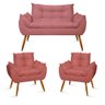 Kit Namoradeira Opala + 2 Poltronas para Sala Balaqui Decor Cor:rosa - 1