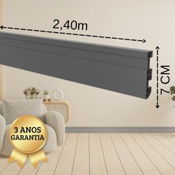 Kit Rodapé de Pvc 10 Barras Frisadas de 7cmx15mmx2,40m Com 24 Metros Lineares Permatti - 4