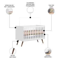 Berço Americano Mini Cama Retrô Q Encanto Branco - Qmovi - 3